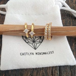 Caitlyn Minimalist gold hoops set of 2